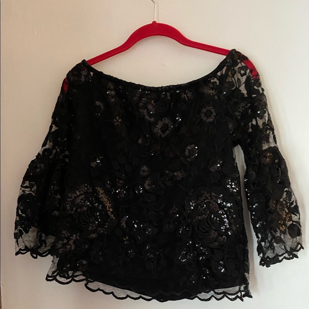 Vince Camino sparkly black lace party top